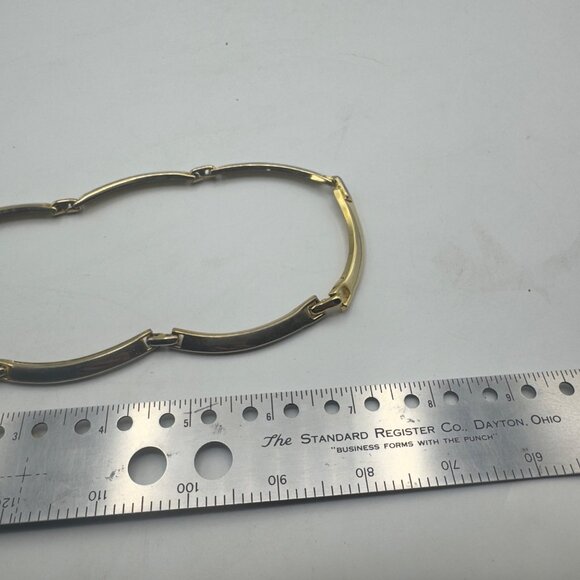 Gold Tone Cubic Zirconia Necklace Elegant Statement Design - Picture 8 of 8